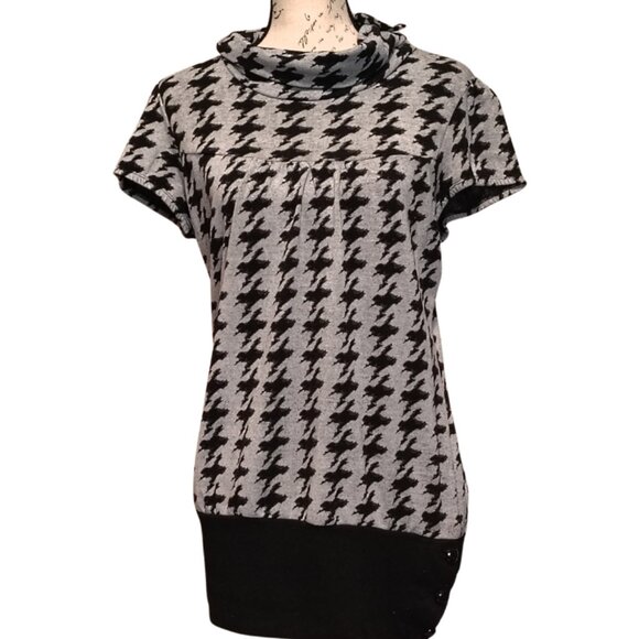 Speechless Knit Tunic Top Jrs Houndstooth Cowl Neck Embellished XL Dark Academia - Picture 1 of 9